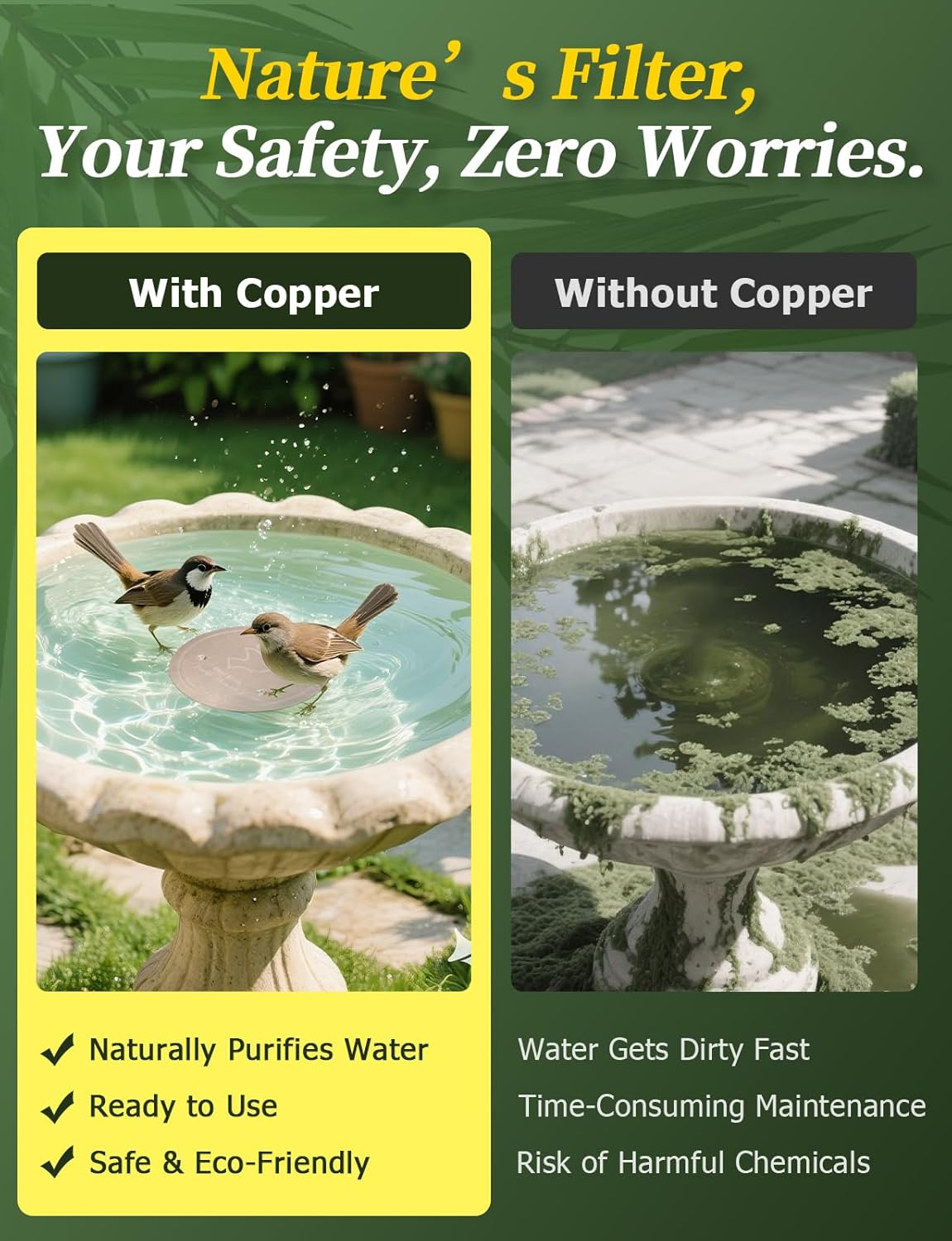🥇 99.99% Pure Copper Bird Bath Disk