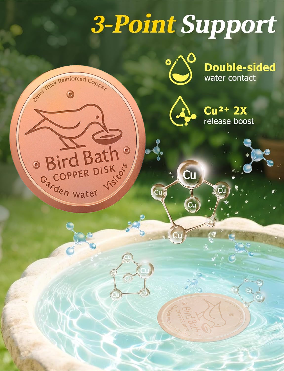 🥇 99.99% Pure Copper Bird Bath Disk