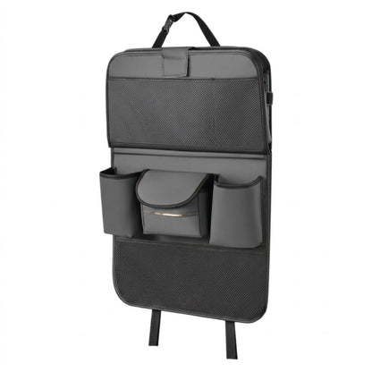 Premium Leather Car Backseat Organizer with Foldable Dining Table